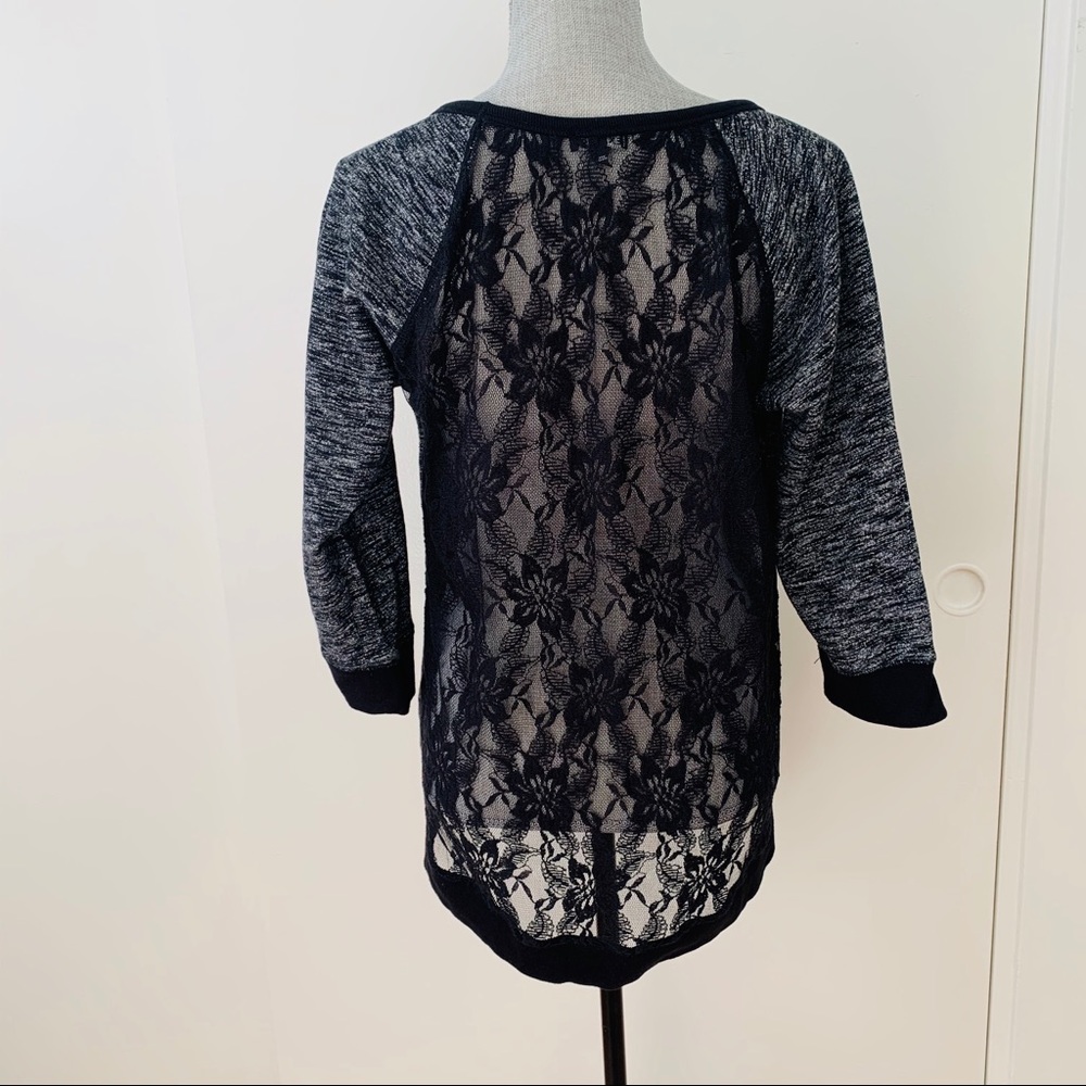 Express Gray/Black Lace Sweater Sz L